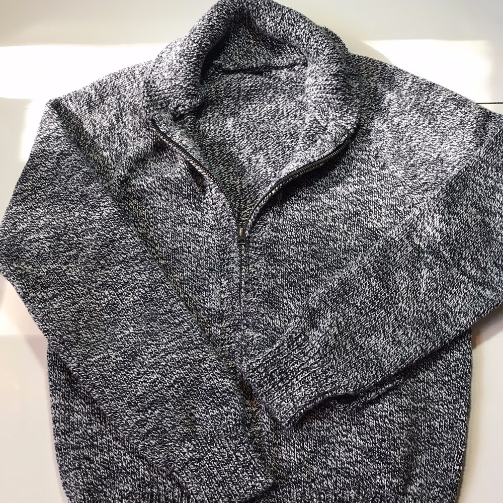 J Crew Mens Navy/white Small zip-up Sweater
